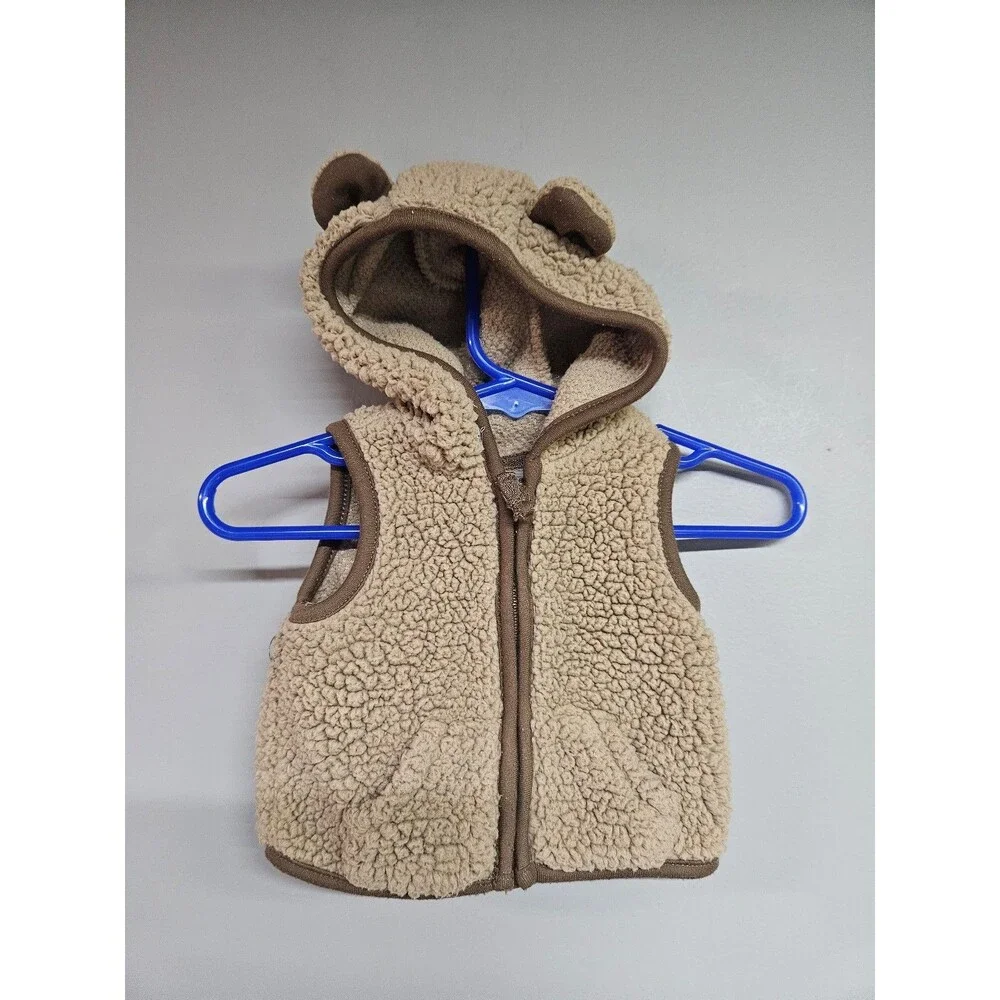 Carter's newborn brown bear fleece hooded vest